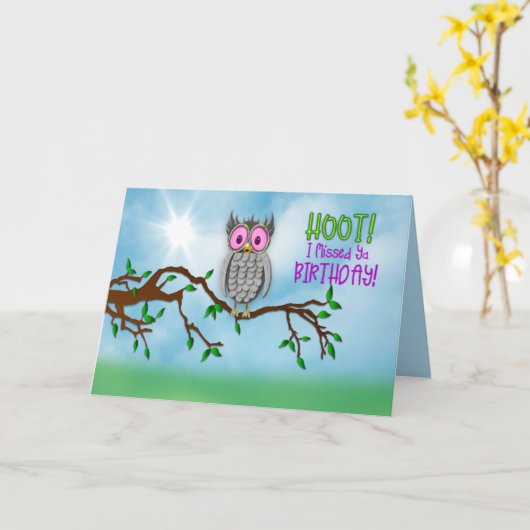 Geburtstag, Belated, Große Schüssel, Sonnenbrille, Karte (Gelbe Blume)