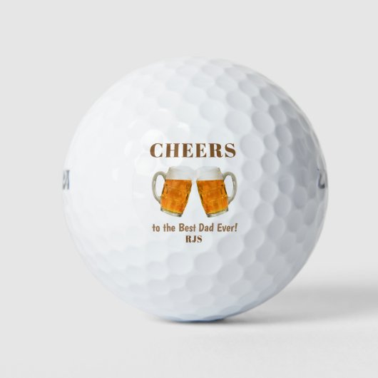Geburtstag Bester Vater je Bier Cheer Monogram Golfball (Vorderseite)