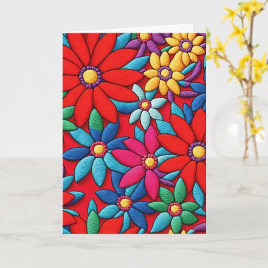 Geburtstag bestickte Daisy Design Karte (Gelbe Blume)