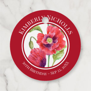 Geburtstag Bevorzugung Roter Poppies Blumenzirkel Geschenkanhänger