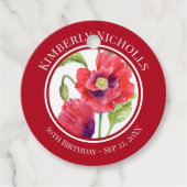 Geburtstag Bevorzugung Roter Poppies Blumenzirkel Geschenkanhänger (Vorderseite)