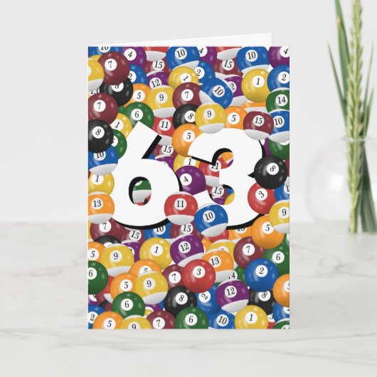 Geburtstag Billard Balls zum 63. Geburtstag Karte (Vorderseite)