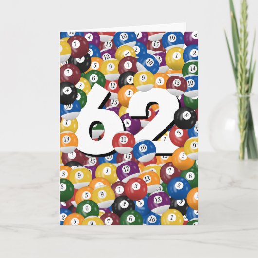 Geburtstag Billiard Balls für 62. Geburtstag Karte (Vorderseite)