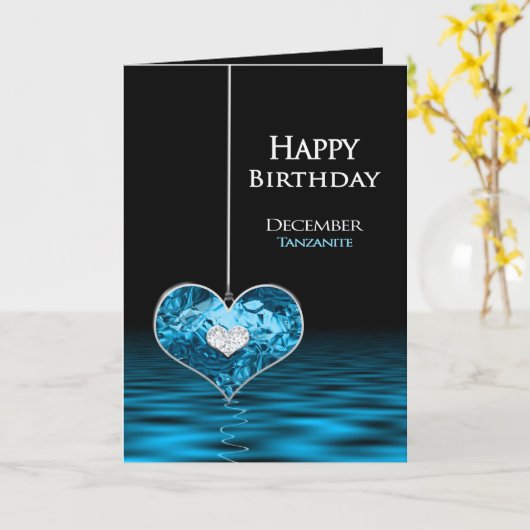 Geburtstag - Birthstone - Dezember - Tanzanit Karte (Gelbe Blume)