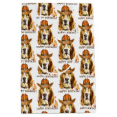 Geburtstag Bloodhound mit Cowboy Hat Mittlere Geschenktüte (Vorderseite)