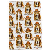 Geburtstag Bloodhound mit Cowboy Hat Mittlere Geschenktüte (Rückseite)