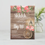 Geburtstag - Blume aus Holz und Korallen Einladung (Stehend Vorderseite)