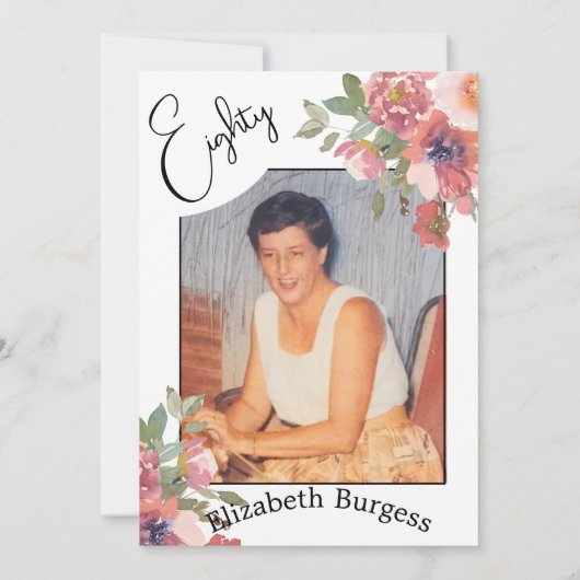 Geburtstag Blumengebirge Foto Elegant Geburtstag Einladung (Rückseite)