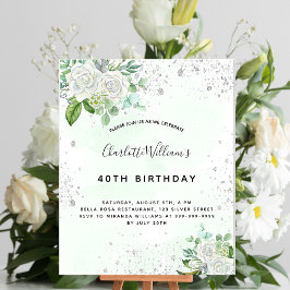 Geburtstag Blumengrün silber Glitzer