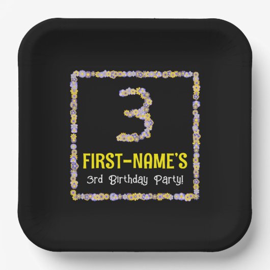 Geburtstag: Blumennummer, Individuelle Name, Blume Pappteller (Vorderseite)