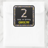 Geburtstag: Blumennummer, Individuelle Name, Blume Quadratischer Aufkleber (Tasche)