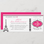 Geburtstag Boarding Pass auf Paris Einladung (Vorne/Hinten)