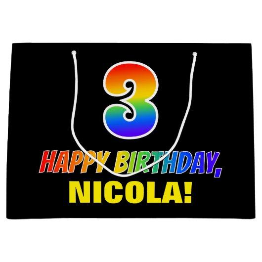 Geburtstag: Bold, Fun, Simple, Rainbow 3 Große Geschenktüte (Vorderseite)
