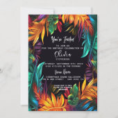 Geburtstag | Bold Neon Tropical Foliage Einladung (Vorderseite)