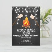 Geburtstag Bonfire Campingplatz Geburtstagsparty Einladung (Stehend Vorderseite)