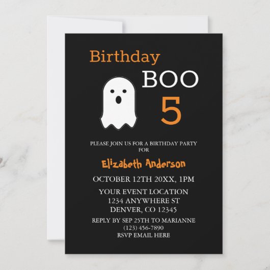 Geburtstag Boo Fall Halloween Einladung (Vorderseite)