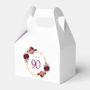 Geburtstag bordeauxfarbene Blumen geometrisch weiß Geschenkschachtel