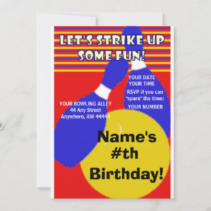 Geburtstag Bowling Einladung. Einladung