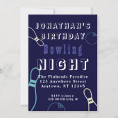 Geburtstag Bowling Glow Night Party Einladung (Vorderseite)