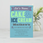 Geburtstag Boy Cake Eis Party Einladung (Stehend Vorderseite)