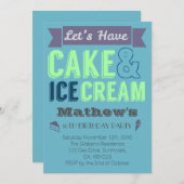 Geburtstag Boy Cake Eis Party Einladung (Vorne/Hinten)