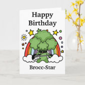 Geburtstag Broccoli Brocc, Rock Star Karte (Gelbe Blume)