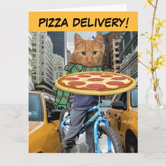 GEBURTSTAG BRUDER CAT PIZZA LIEFERKARTE KARTE (Gelbe Blume)