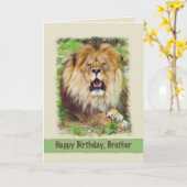 Geburtstag, Bruder, Löwe Karte (Gelbe Blume)
