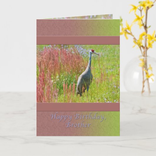 Geburtstag, Bruder, Sandhill Crane Bird Karte (Gelbe Blume)