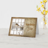 GEBURTSTAG - BRUDER - VINTAGES FENSTER - GEBURT KARTE (Gelbe Blume)