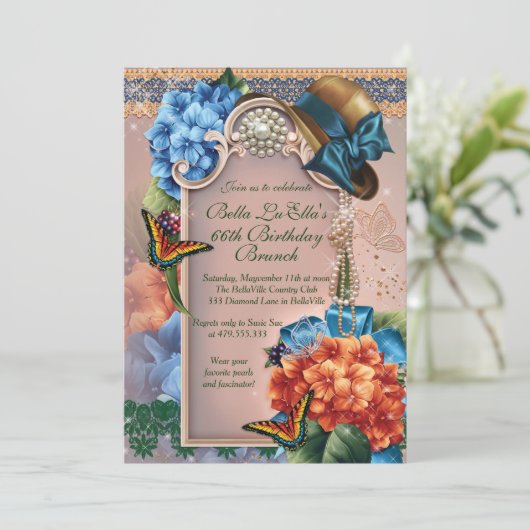 Geburtstag Brunch Mütter Tag Mittagessen Einladung (Stehend Vorderseite)