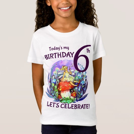 Geburtstag Bubbly Fairy & Mushroom Motif T-Shirt (Vorderseite)