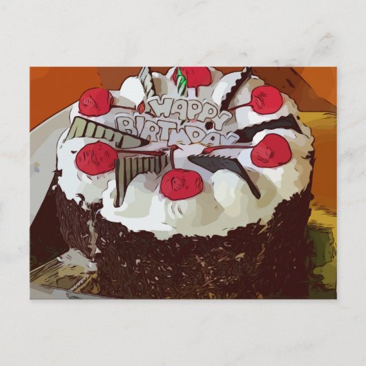 Geburtstag Cake Happy Geburtstag mit Roter Kirsche Postkarte (Vorderseite)