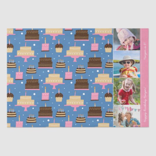 Geburtstag Cake Muster Individuelle Name + Gruß Fo Seidenpapier (Vorderseite)