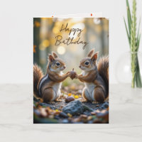 Geburtstag Chipmunk und Eichhörnchen mit Herbstkor