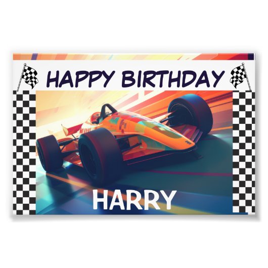 GEBURTSTAG CLASSIC RACING CAR BANNER FOTODRUCK (Vorne)