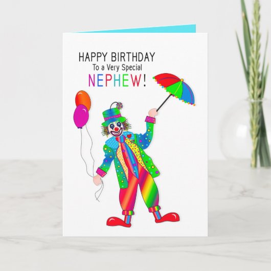 Geburtstag, Clown, Nephew, Sammlung Kaleidoskop Karte (Vorderseite)