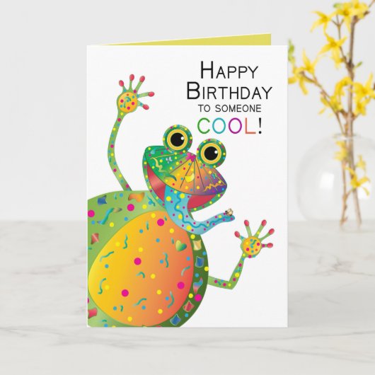 Geburtstag, COOL, Frosch, Kaleidoskop-Sammlung Karte (Gelbe Blume)