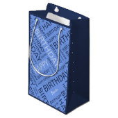 Geburtstag coole Blues individuelle Name Kleine Geschenktüte (Vorderseite Schrägansicht)