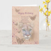 Geburtstag, Cougar und Schmetterlinge Karte (Gelbe Blume)