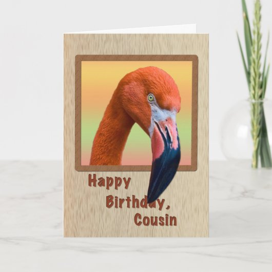 Geburtstag, Cousin, Flamingo Bird Karte (Vorderseite)
