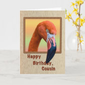 Geburtstag, Cousin, Flamingo Bird Karte (Gelbe Blume)