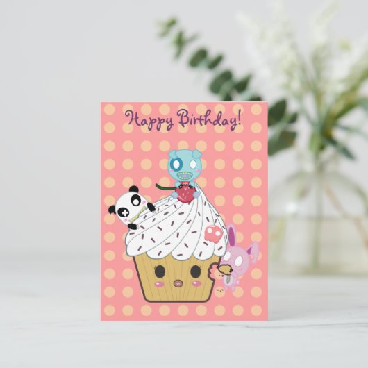 Geburtstag Cupcake Attack! Postkarte (Stehend Vorderseite)