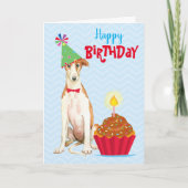 Geburtstag Cupcake Borzoi Karte (Vorderseite)