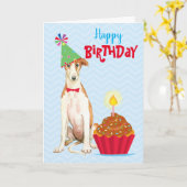 Geburtstag Cupcake Borzoi Karte (Gelbe Blume)