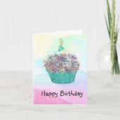 Geburtstag Cupcake Card & Candle Karte (Vorderseite)