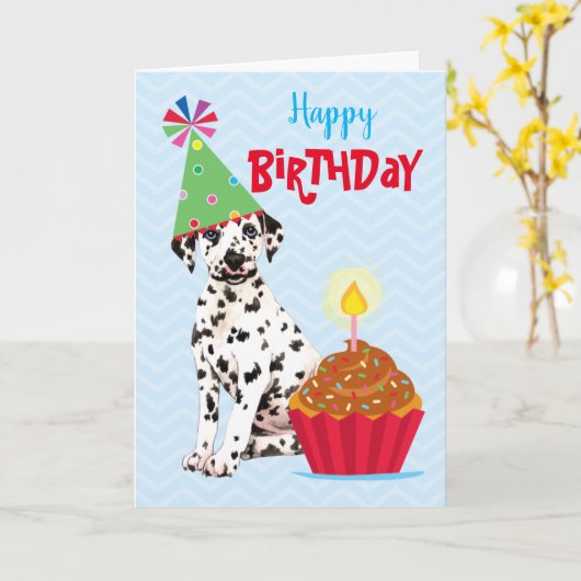 Geburtstag Cupcake Dalmatiner Card Karte (Gelbe Blume)