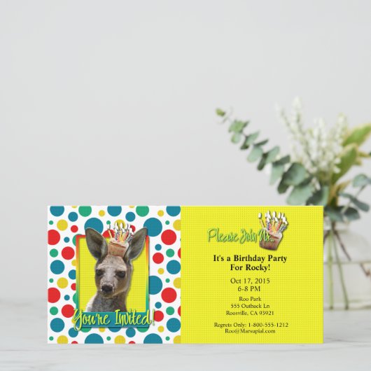 Geburtstag Cupcake - Kangaroo (Stehend Vorderseite)