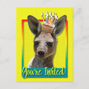 Geburtstag Cupcake - Kangaroo Einladungspostkarte