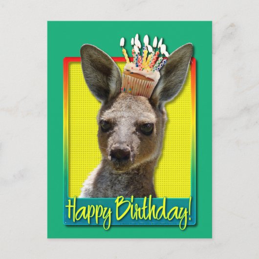 Geburtstag Cupcake - Kangaroo Postkarte (Vorderseite)